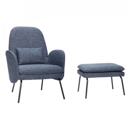 Fauteuil lounge bleu avec repose pieds - Muss 