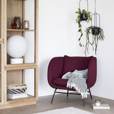 Lampe boule verre blanc et marbre Hubsch - Locre