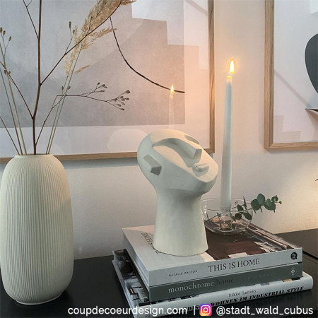 Sculpture visage abstrait blanc Bloomingville