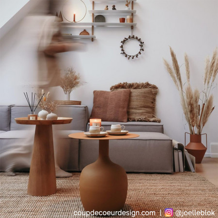 Table d'appoint bois design ronde Bloomingville - Trouv