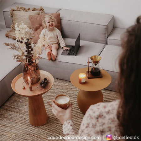 Table d'appoint bois design ronde Bloomingville - Trouv