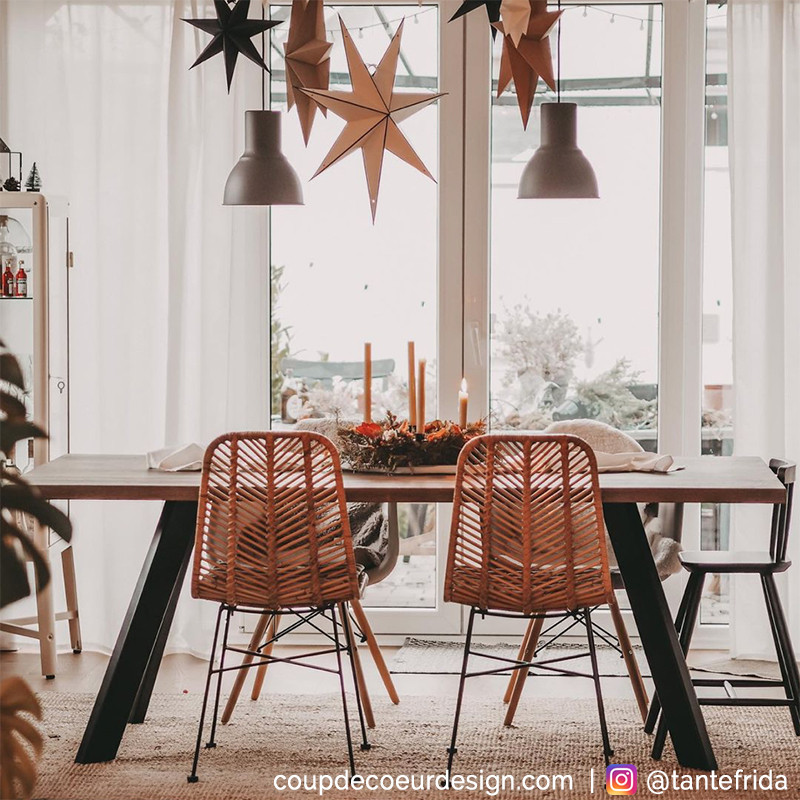 Table tronc d'arbre bois et métal noir design - Isabeau