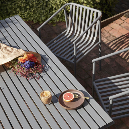 Table de jardin grise en métal design - Trévor