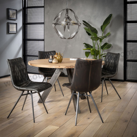 Chaise style industriel gris vieilli matelassé - Bill