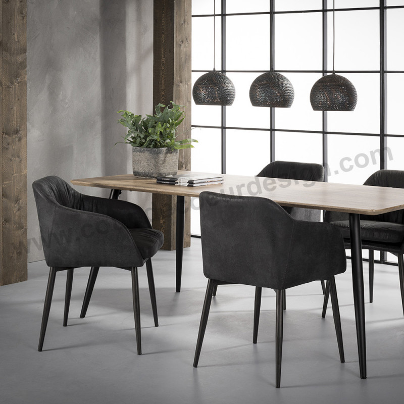 Chaise fauteuil design noir matelassée - Verzeni 