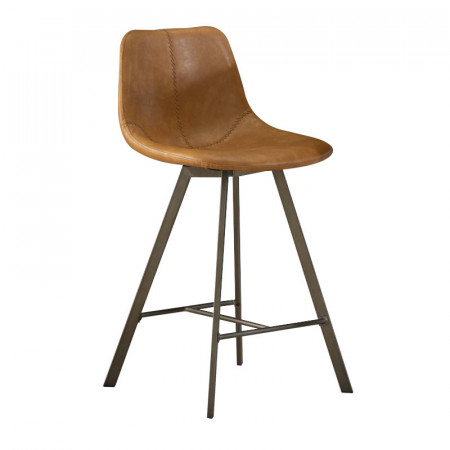 Tabouret de bar avec dossier industriel marron - Couture