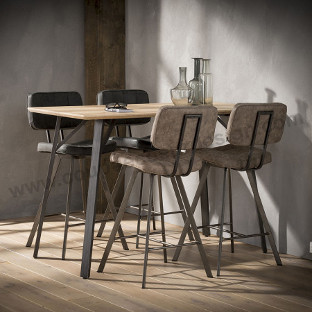 Tabouret de bar noir industriel vintage assise matelassée - Brux