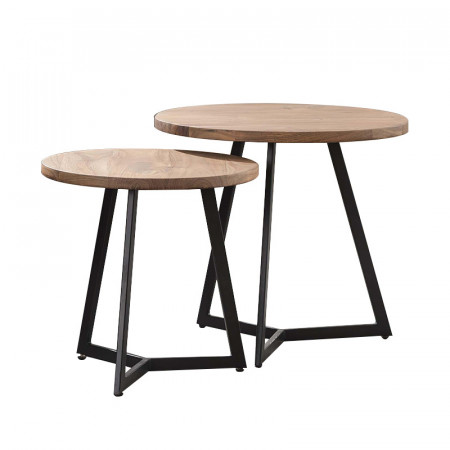 Table gigogne bois et métal design - Acacia 