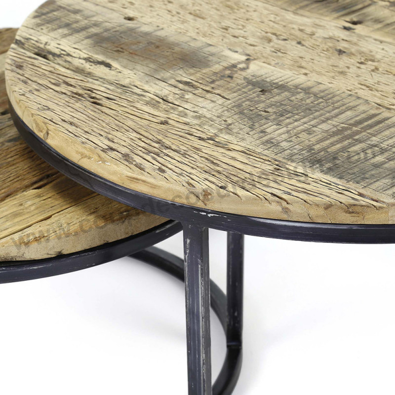 Table basse gigogne bois brut style industriel - Drift 
