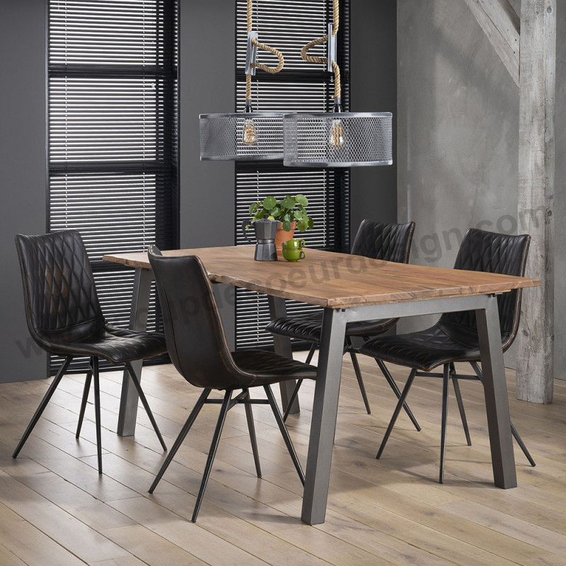 Table à manger tronc d'arbre style inndustriel - Acacia 