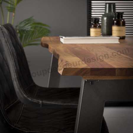 Table à manger tronc d'arbre style inndustriel - Acacia 