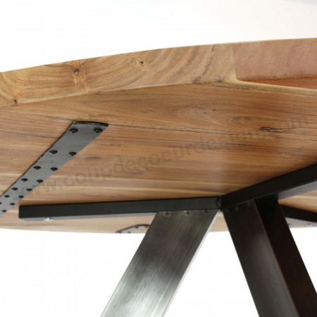Table ronde style industriel bois et métal - Acacia 