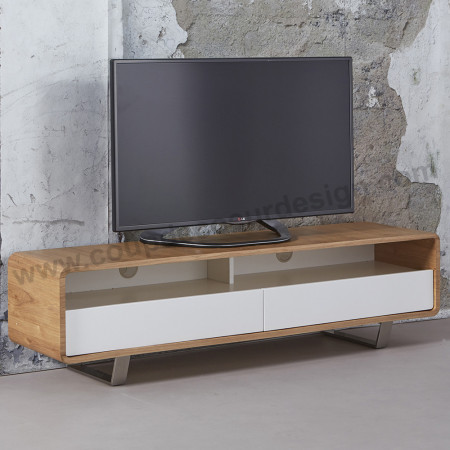 Meuble tv style scandinave bois et blanc - Warm 