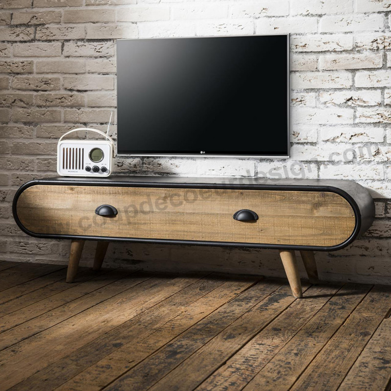 Meuble tv style industriel bois et métal - Warm 