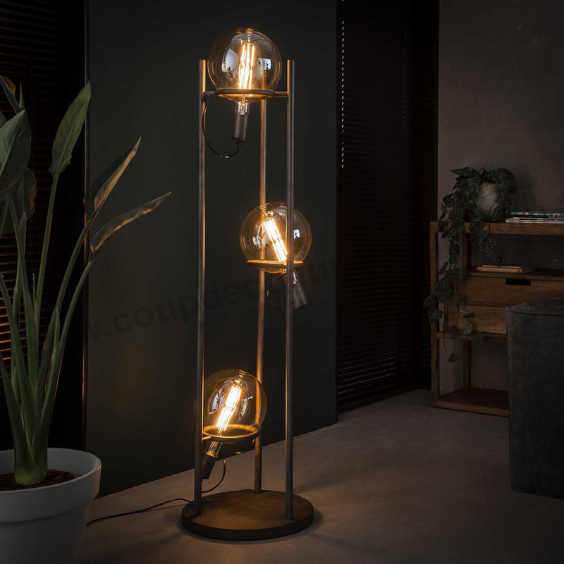Lampadaire industriel design avec 3 ampoules déco - Pluton Lampadaire industriel design avec 3 ampoules déco - Pluton