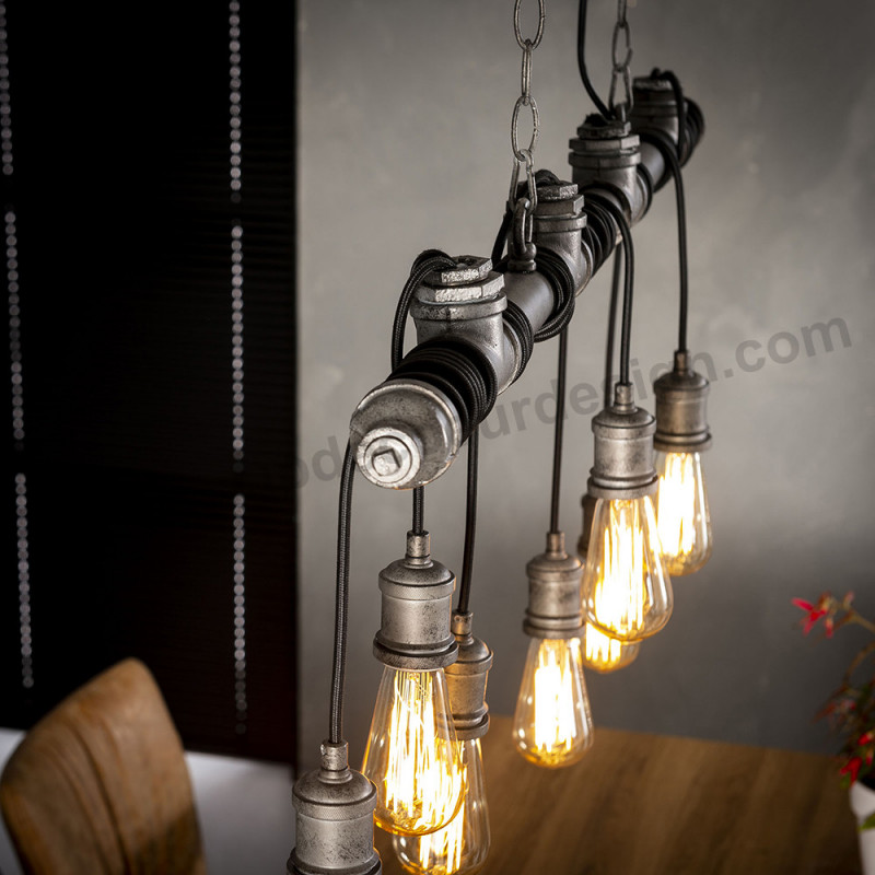 Suspension barre métal 7 ampoules style industriel Townshend - Lyne 