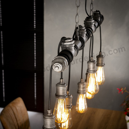Suspension barre métal 7 ampoules style industriel Townshend - Lyne 