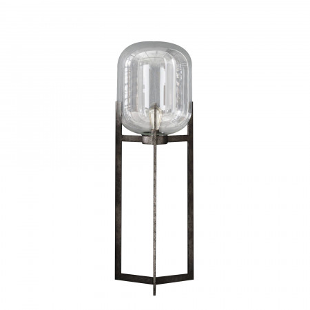 Lampadaire globe en verre sur pied métal industriel vintage - Hal