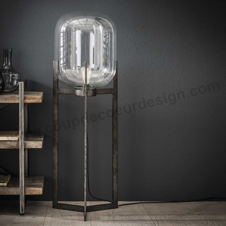 Lampadaire globe en verre sur pied métal style industriel vintage - Hal 