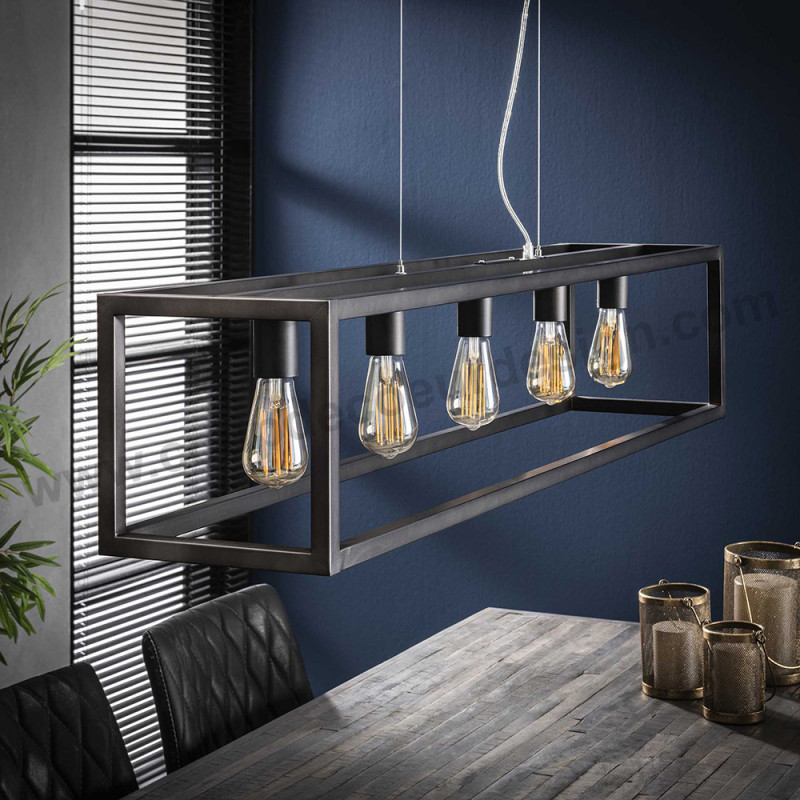 Lustre industriel vintage 5 ampoules - Club 