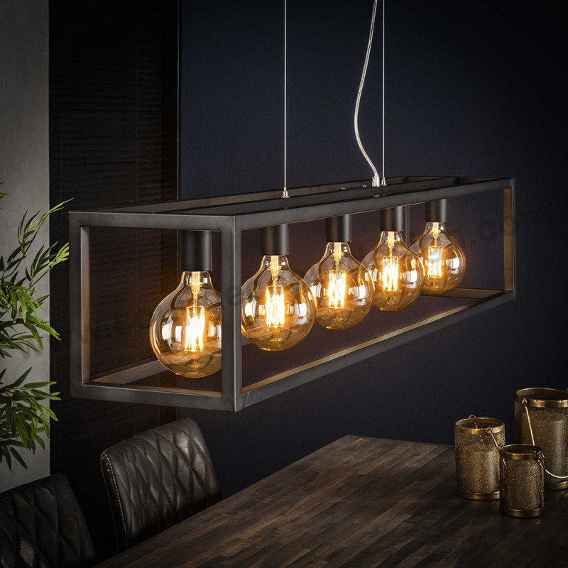 Lustre industriel vintage 5 ampoules - Club 