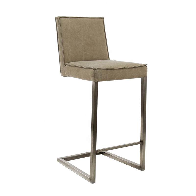 Tabouret de bar beige pied inox industriel - Jean
