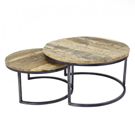 Table basse gigogne bois brut industriel - Drift