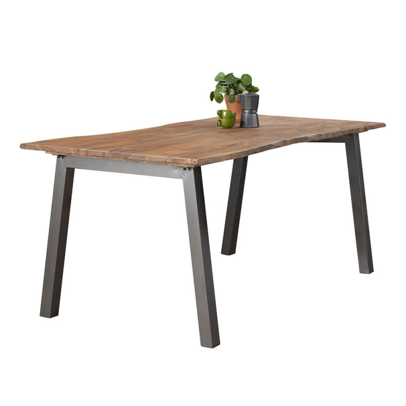 Table à manger tronc d'arbre style industriel - Acacia