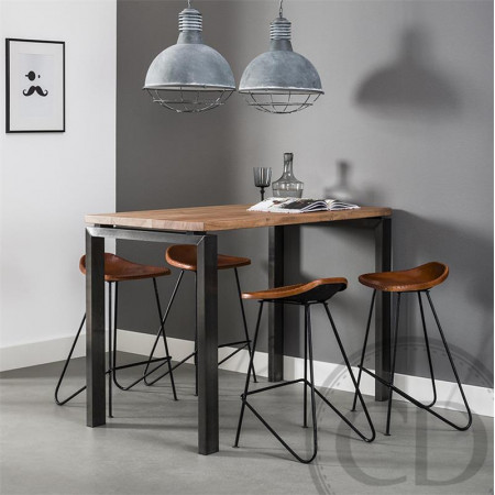 Tabouret de bar design en simili cuir vintage marron - Indus