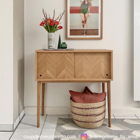Petit buffet scandinave en bois 2 portes coulissantes - Sine