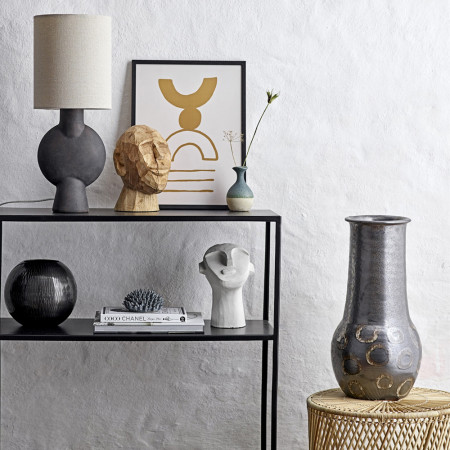 Petit meuble console metal noir 2 tablettes Bloomingville - Curly