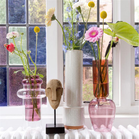 Vase rose en verre transparent design - Harper 