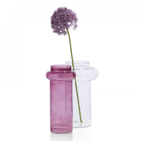 Vase rose en verre transparent design - Harper 