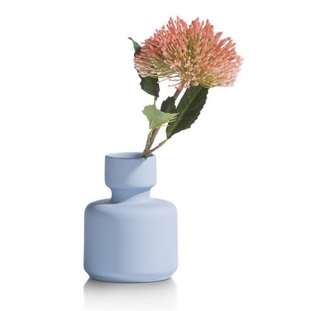 Vase bleu ciel design en céramique H16cm - Kato 