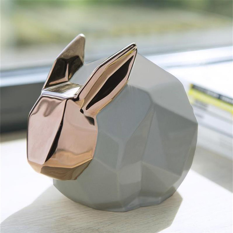 Objet déco lapin gris origami - Bunny