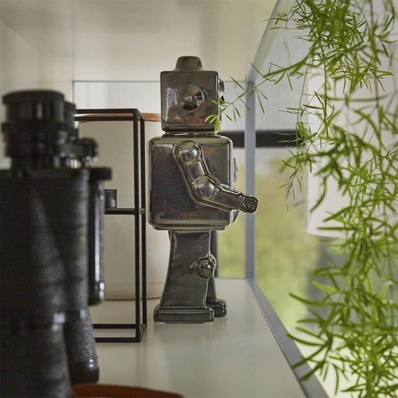 Objet déco robot métal brillant - Robot 