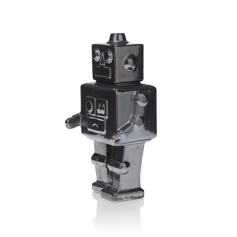Objet déco robot métal brillant - Robot 