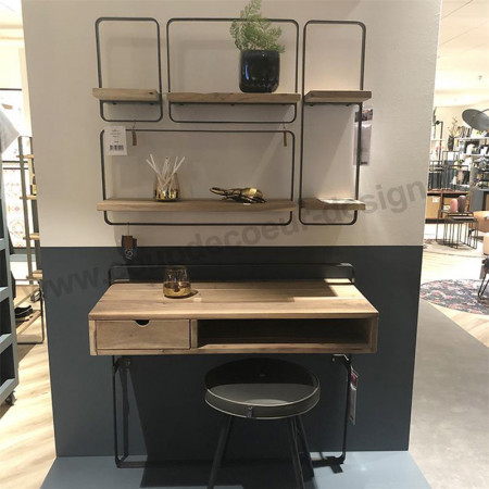 Etagère murale métal et bois indus - Rosetta 