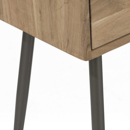 Table de chevet en bois avec tiroir et pieds métal - Noa 