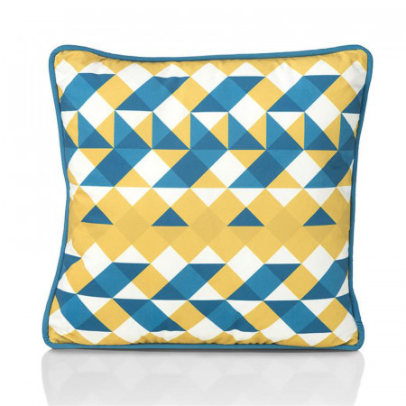 Coussin jaune et bleu - Origami 