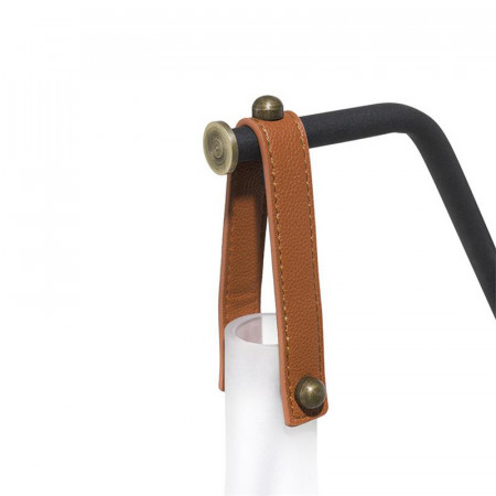 Lampadaire interieur design abat-jours suspendus lanières en cuir - Nada 