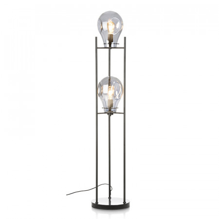 Lampadaire salon design noir en verre fumé - Charlie 