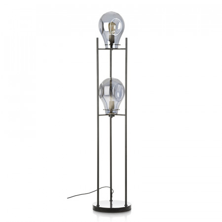 Lampadaire salon design noir en verre fumé - Charlie 