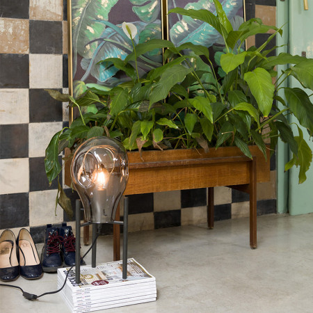Lampe de salon design noire verre fumé - Charlie 