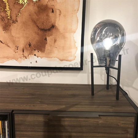 Lampe de salon design noire verre fumé - Charlie 
