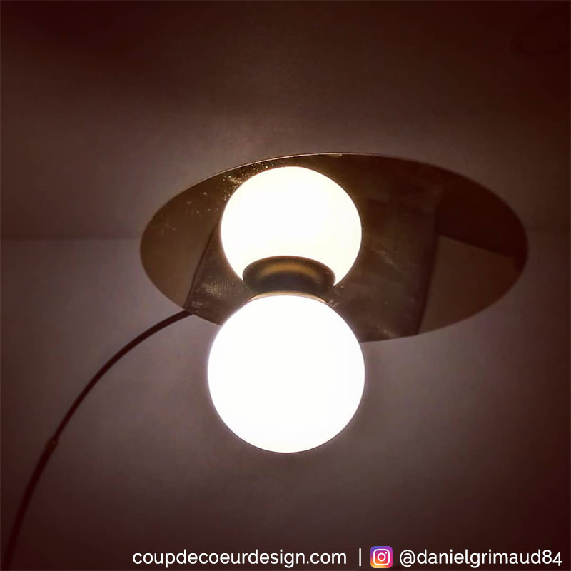 Lampadaire arc design métal noir et doré - Jonah 
