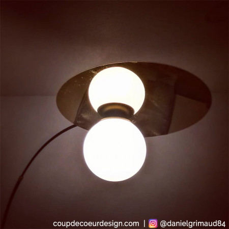 Lampadaire arc design métal noir et doré - Jonah 