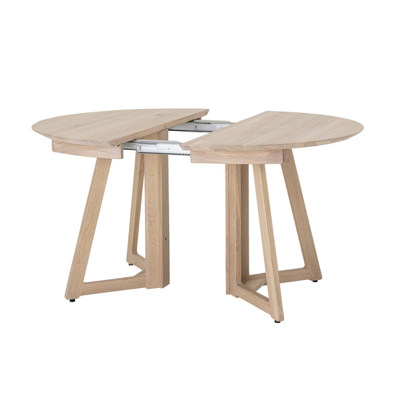 Table ronde scandinave en bois naturel avec rallonges - Trysti