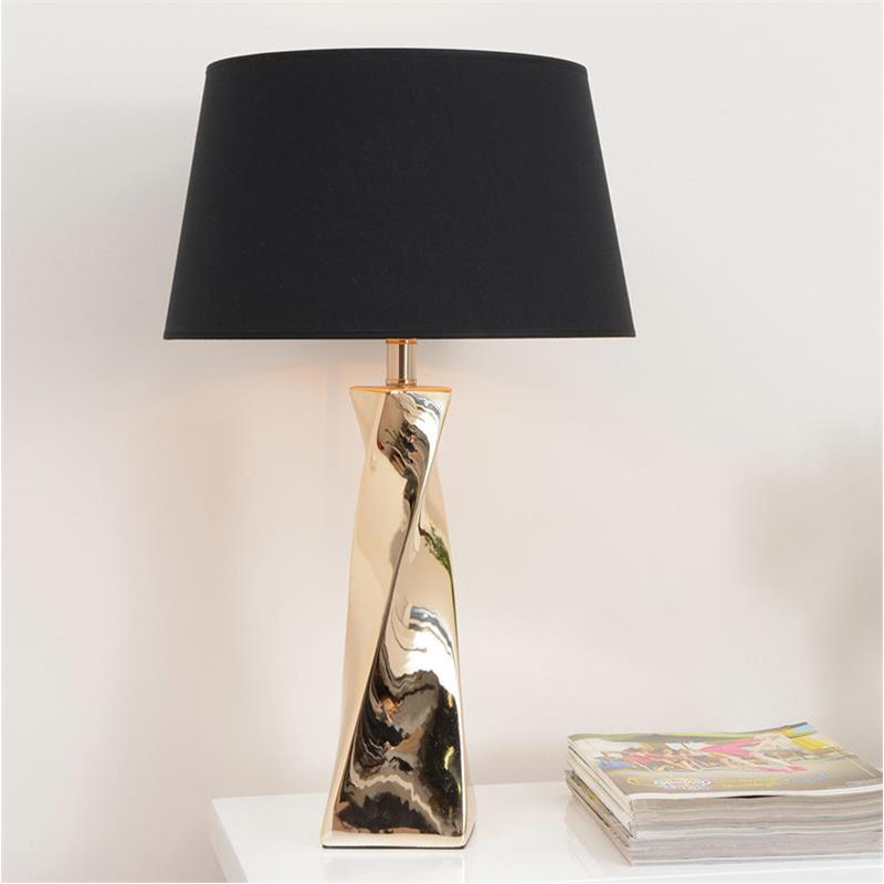 Lampe dorée design abat-jour noir - Honorine 