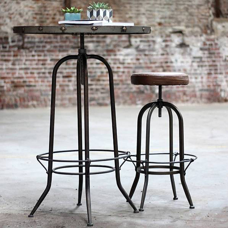 Table haute bois métal industrielle vintage - Western 
